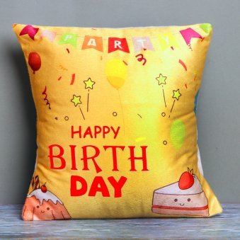 Yellow Birthday cushion.